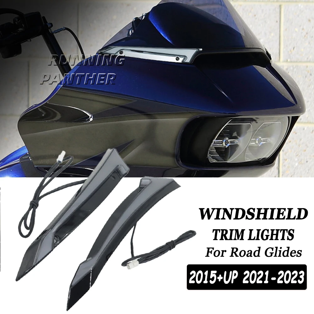 

Motorcycle Chrome/Black Tracer Windshield Decorative Lamps Daylight Running Lamps and Turn Signal Lamps For Harley Road Glides