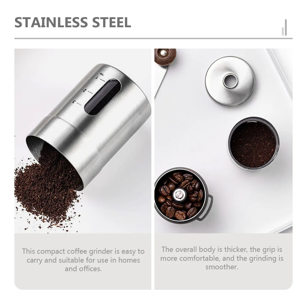 

Stainless Steel Coffee Grinder Manual H Crank Mill Bean Tool Compact Travel Easy Carry Home Office Smooth Grind Human