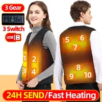 Heated Vest USB Charging Electric Warming Jacket Smart Dual Control Thermal Waistcoat V Neck Outdoor Winter Warm Sleeveless Coat