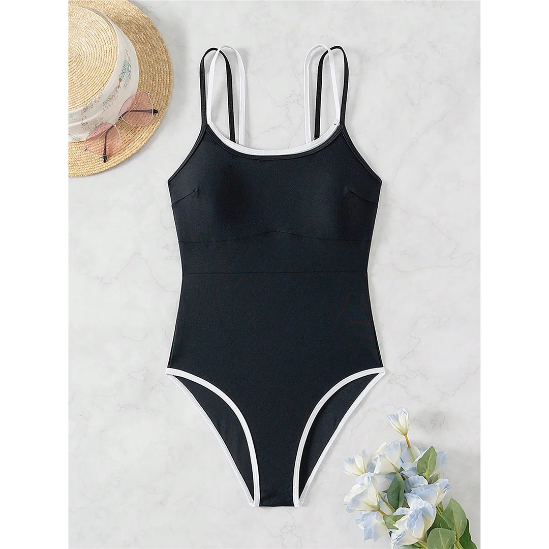 S - XL, rückenfreier, hoch geschnittener Badeanzug mit seitlichen Einsätzen, einteiliger Badeanzug für Damen, gepolsterter Monokini-Badeanzug, Badebekleidung, Badeanzug, Modell V6789. – Detail 10