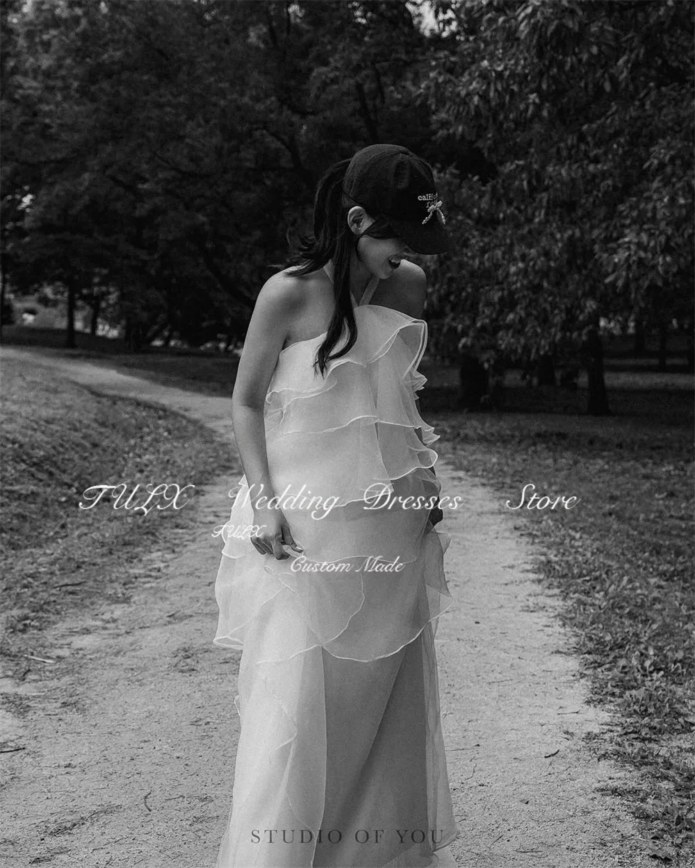 تولكس أنيقة الأورجانزا الرسن فساتين الزفاف كوريا تبادل لاطلاق النار الصورة ألف خط طويل المتدرج زي العرائس مشد مخصص ستنسخدريس 2026 #5