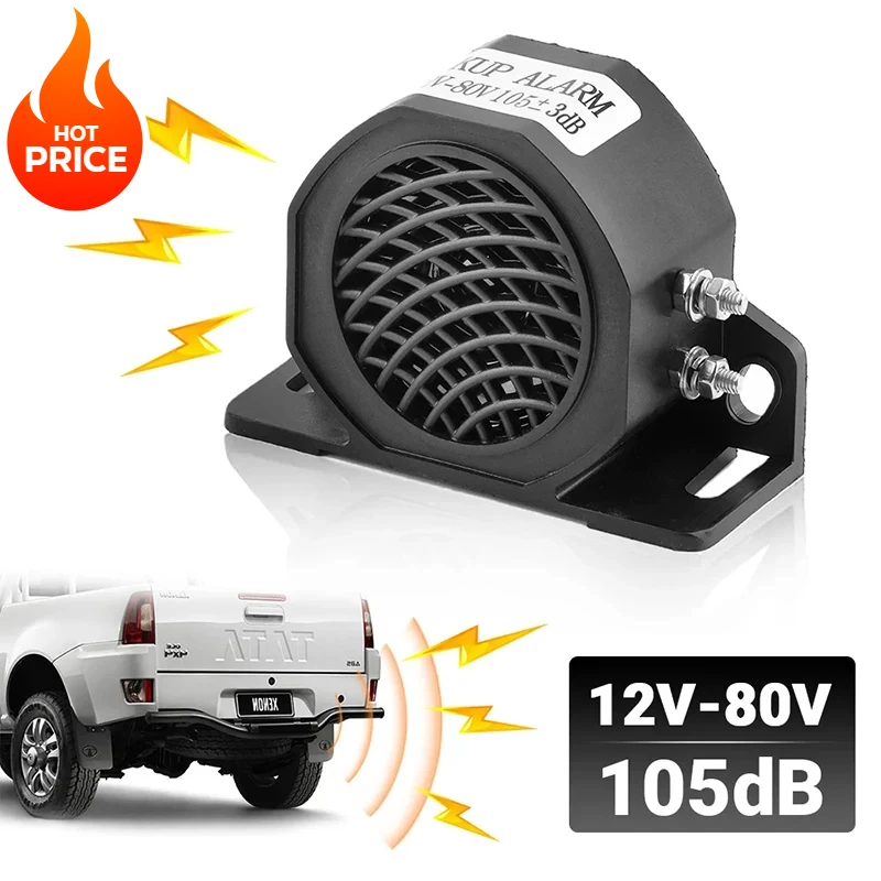 Backup Alarm Siren - 12V-80V, 105dB, Vehicle Reversing Alert, Safety Accessory for Cars