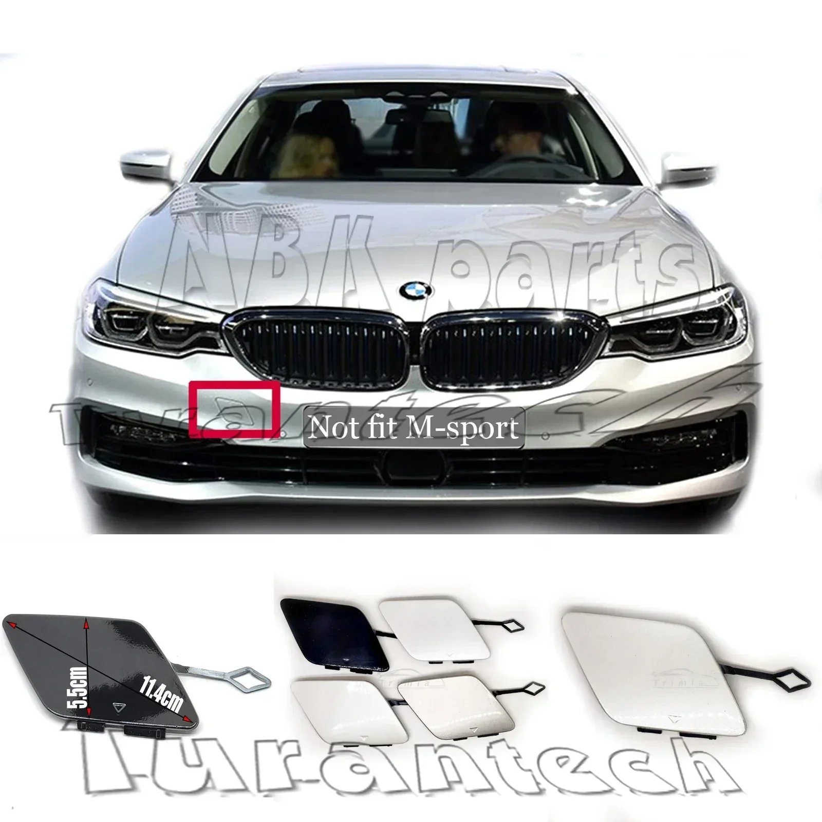 Ajuste 17-19 BMW 5 Series G30 G31 518d 520i 530i 540i 520d 525d 530d 530e 535i 535d 540dX cubierta de remolque delantera 51117427448