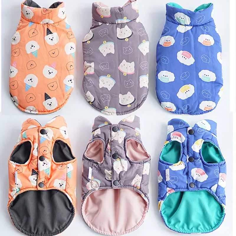 

Winter Pet Clothes Reversible Dog Coat Vest Jacket Puppy Small Dog Clothing Outfit Garment Both Sides Wearable Pet Costume S-XXL