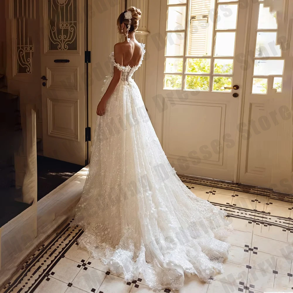 2026 Lace Wedding Dresses Off Shoulder Appliques A Line Sweetheart Bride Bridal Gowns Backless Customized robe de mariée vestido