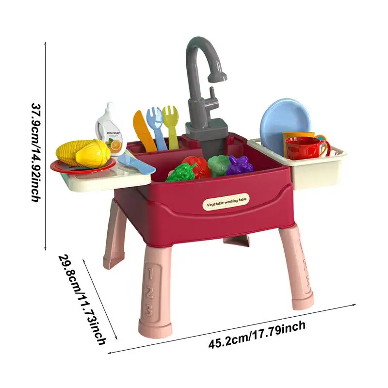 Kids Play Sink Toys com água corrente, Brinquedo para pia de água para crianças, Ciclo automático da água