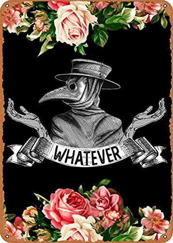 Plague Doctor Floral Vintage Look Metal Sign Patent Art Prints Retro Gift 8x12 Inch