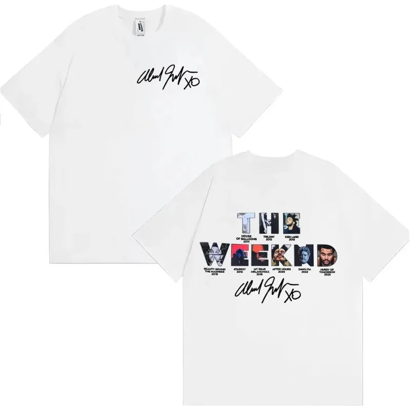 The Weeknd تي شيرت الرجال الملابس شارع العليا أزياء قصيرة الأكمام تي شيرت للجنسين المتضخم تنفس جولة الرقبة النسيج بسيط