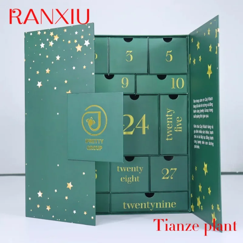 Custom Luxury custom chocolate cosmetic cardboard advent calendar packaging gift boxes for