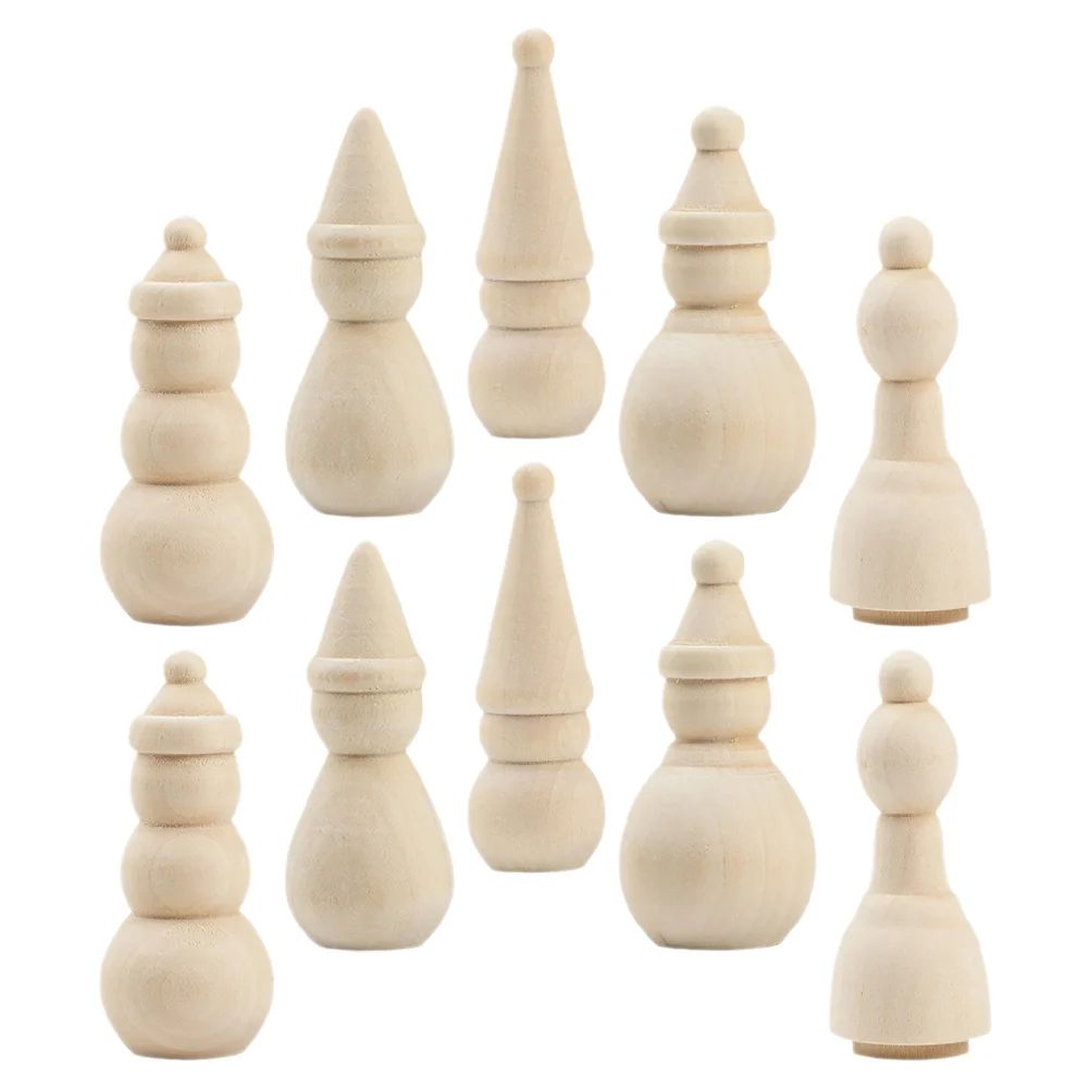 

10Pcs Snowman Wooden Puppet Blank Unfinished Mini Christmas Peg Figures for DIY Painting Craft Decoration Home Party Use