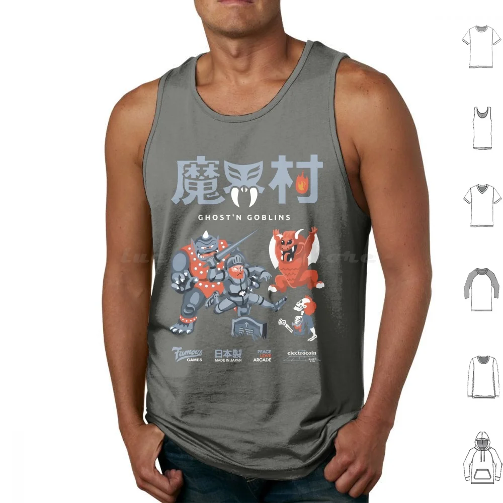 Ghost'N Goblins Retro Arcade Vintage Tank Tops Vest Sleeveless Ghost Goblins Ghouls Ghosts Sir Arthur Outrun Out Run Taito