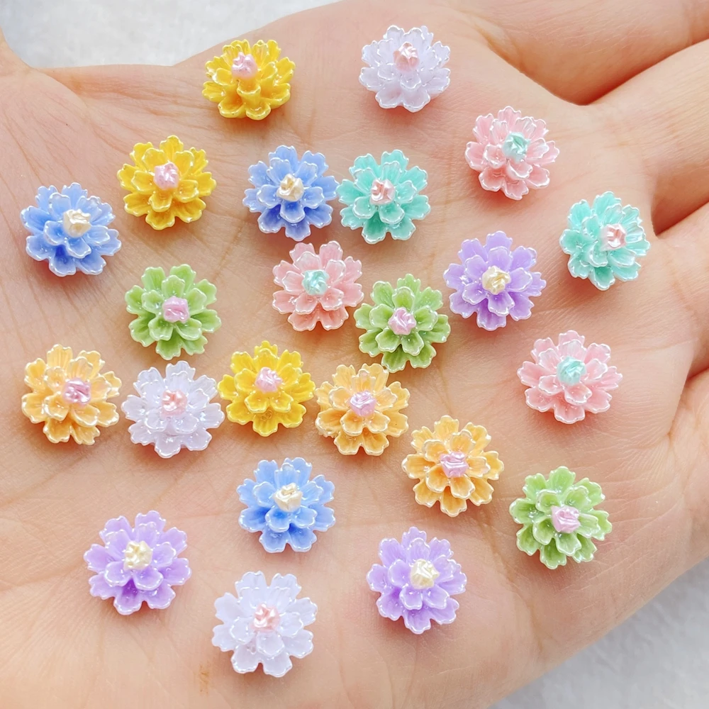 50 Stück 10mm Harz 3D Bunte Nelken-Edelsteine Flache Figuren Scrapbook Hochzeits-Applikationen Heimdekoration Bastelbedarf
