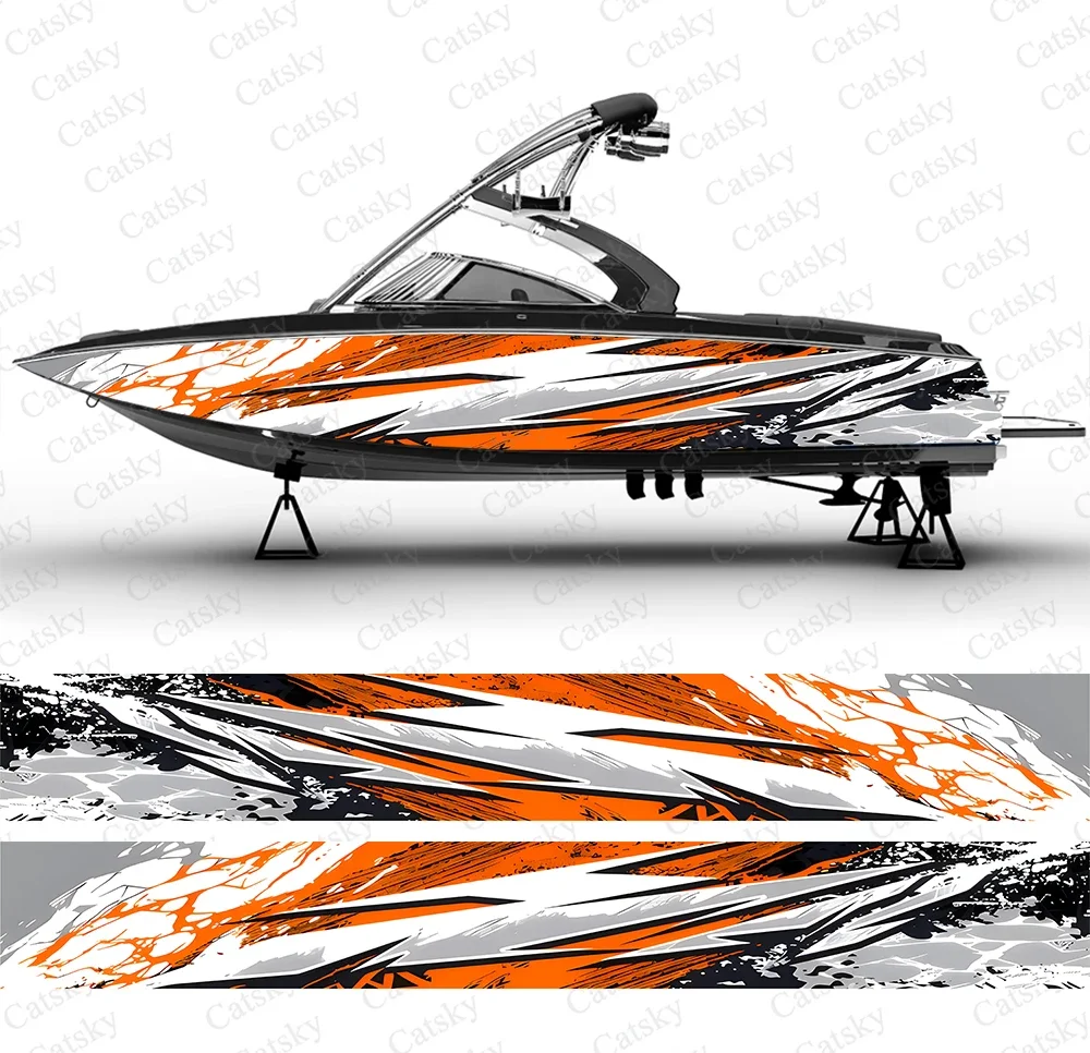 

abstract striped graphics Boat Stickers Vinyl Boat Wrap for Pontoonman Console Deck Boat Fishing Platform Decal Sticker