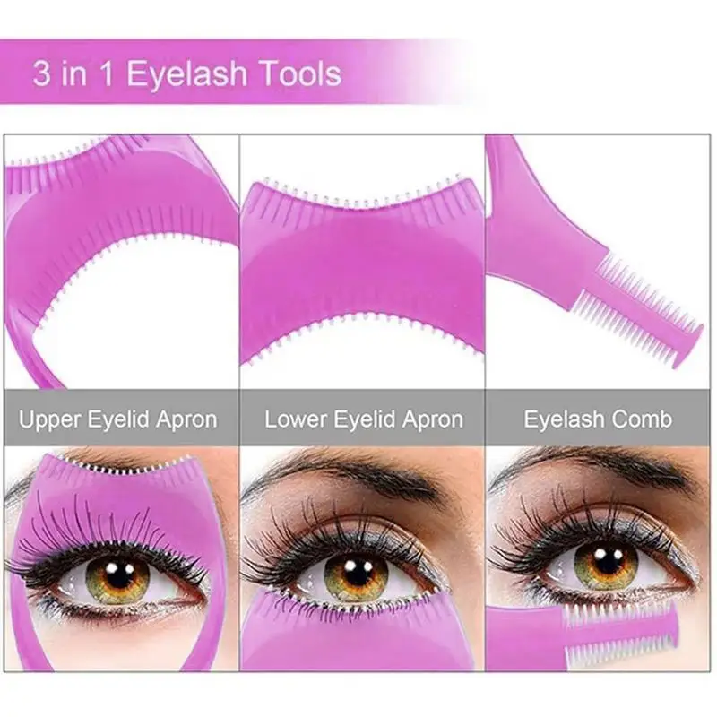 3 In 1Eyelash Tools Makeup Mascara Shield Guard Curler Applicator Comb Guide Card Makeup Tool