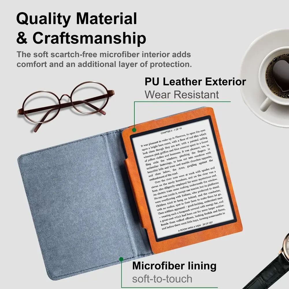 Premium 6 Inch E-Reader Case Anti-fall Shockproof Folio Cover Microfiber Lining Soft N613 Protective Cover for Kobo Glo