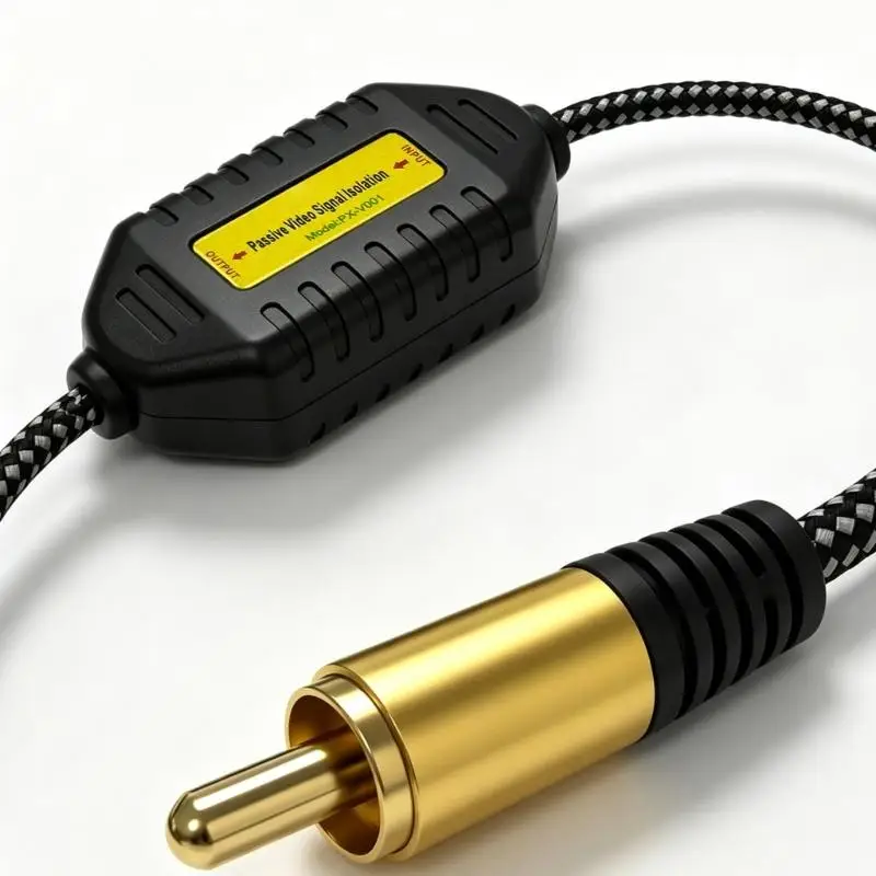 R53C Analog Video Ground Looping Isolator Male to Female Inlines Isolator for AV Routing, Backup Camera Lines and CCTV