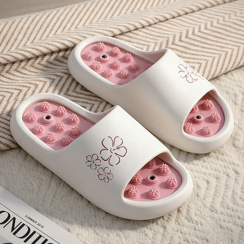 Unisex Acupressure Foot Massage Slippers EVA Hollow Out Non-Slip Slides Women Men Summer Foot Care Shower Sandals 2027