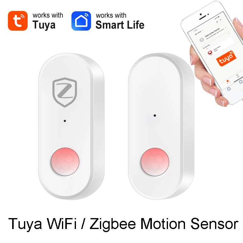 

Инфракрасный датчик движения Tuya PIR, детектор движения человека, Wi-Fi, Zigbee (опционально), устройства для домашней безопасности и защиты от краж, приложение Smart Life, Alexa, Google.