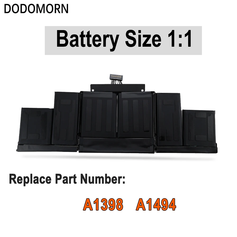 DODOMORN In Stock 100% New A1494 Battery For Macbook pro retina 15'' A1398 Battery Late 2013 Year 2014 Year ME293 Fast Delivery