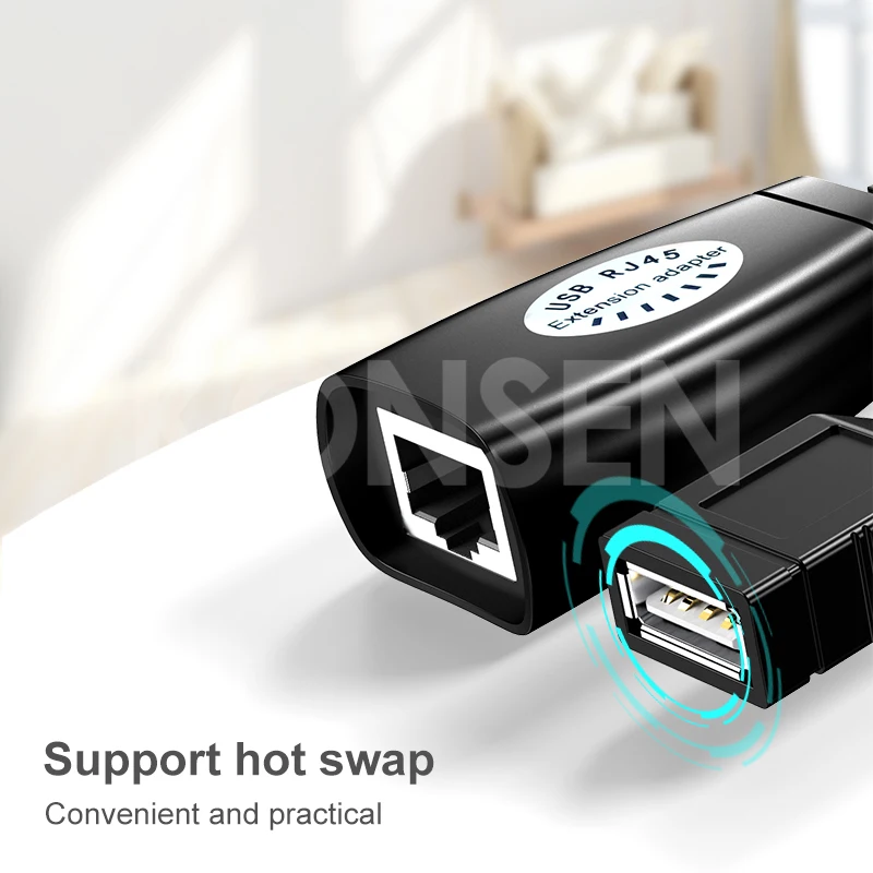USB-удлинитель, адаптер 50 м, один RJ45 Ethernet CAT5E 6 до 150 футов, кабель USB 2,0, удлинитель, адаптер для ноутбука, видеорегистратора, мыши