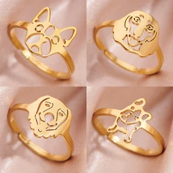 Woman Stainless Steel Knuckle Rings New German Shepherd Pet Animal Dog Men Promise Rings Wedding Party Jewelry Gifts Trend 2024