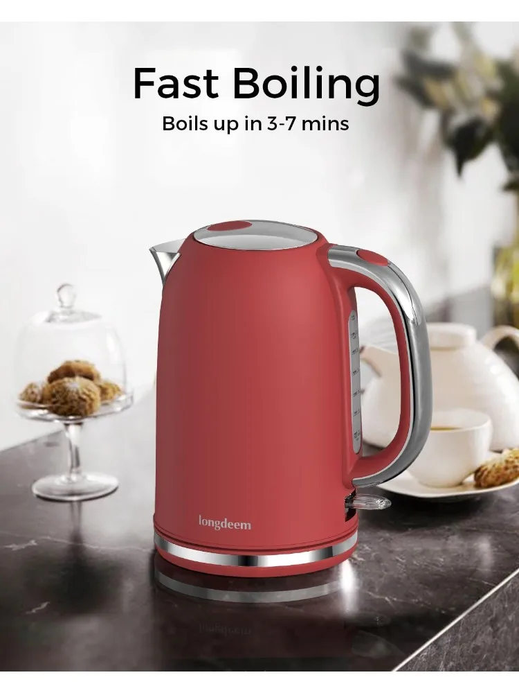 

OUIO Stainless steel filter, 1.7 L / 1500 W, cordless kettle tea kettle boiler, automatic shut-off and boil-dry protection.