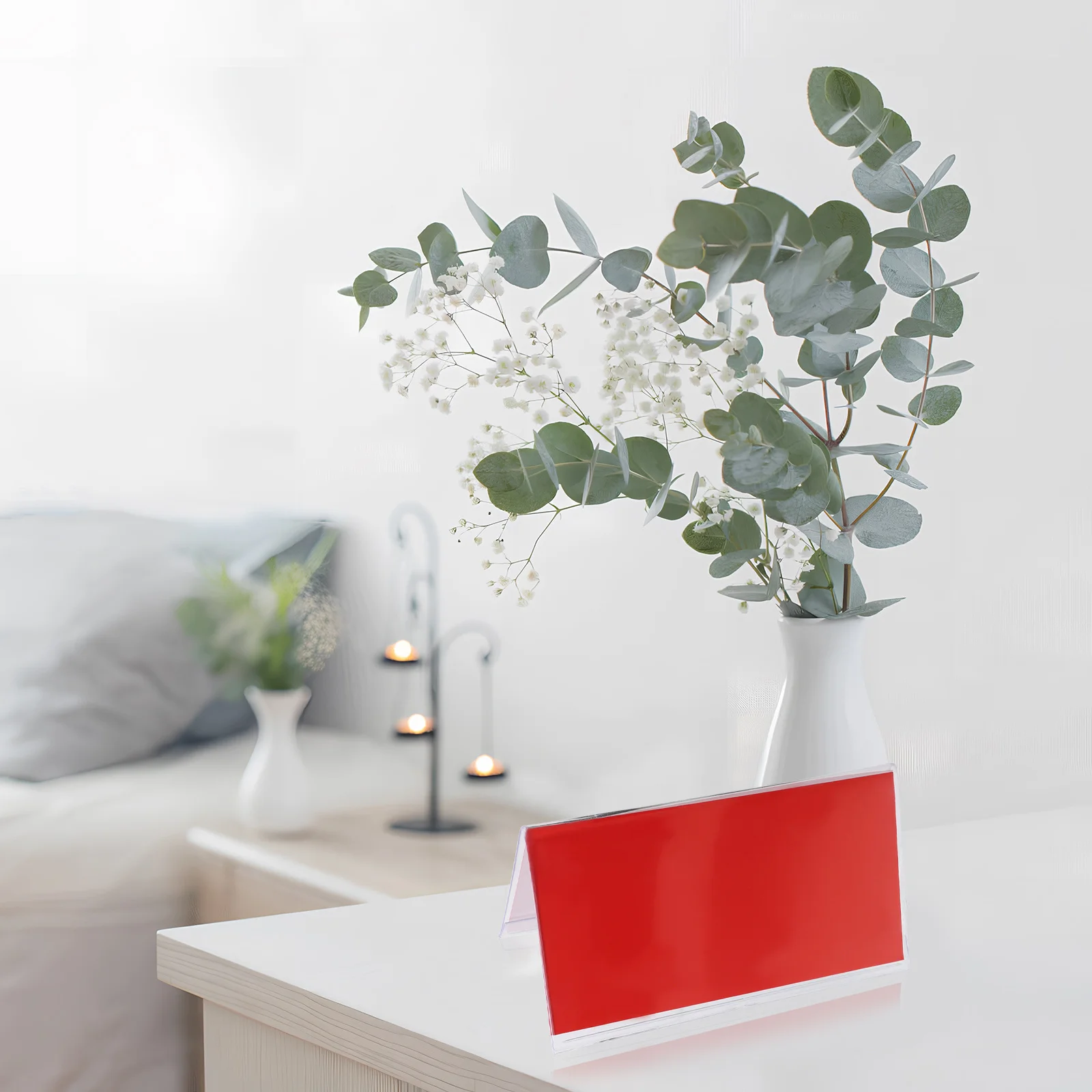 

10Pcs Transparent Double Sided Name Plate Holder Desk Sign Frame for Classroom Office Table Display Student Tags