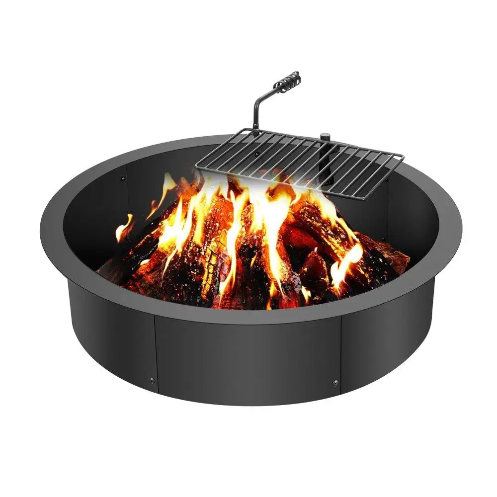 

Fire Pit w/ BBQ Fire 35 Inch Outer Steel DIY Campfire Firepit