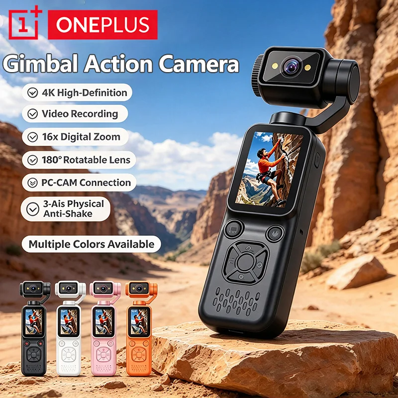 OnePlus New 4K HD Handheld Sports Camera Outdoor Gimbal Camera Travel Vlog Pocket Face Tracking Stabilized Video Action Camera