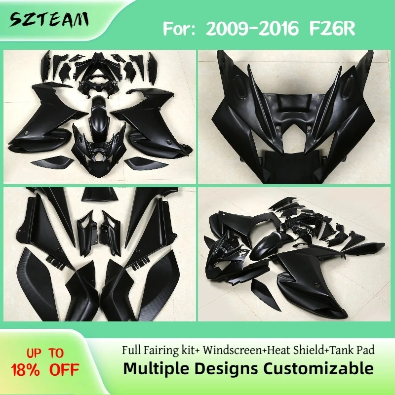 

Обвесы для мотоцикла YAMAHA FZ6R 2009-2016 FZ-6R 09-16, матовый черный, из ABS-пластика, комплект Pro