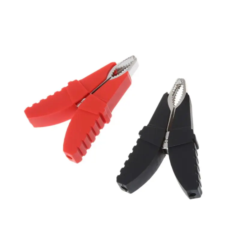 2pcs Red Black Butterfly Type Insulated Clips Testing Clamps For Car Battery Clip Power Test Cables