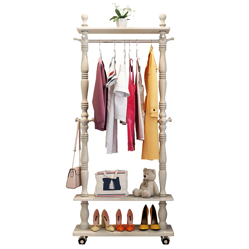 

Европейская вешалка из цельного дерева, напольная вешалка, бытовая простая вешалка для хранения одежды в гостиной, многофункциональная вешалка