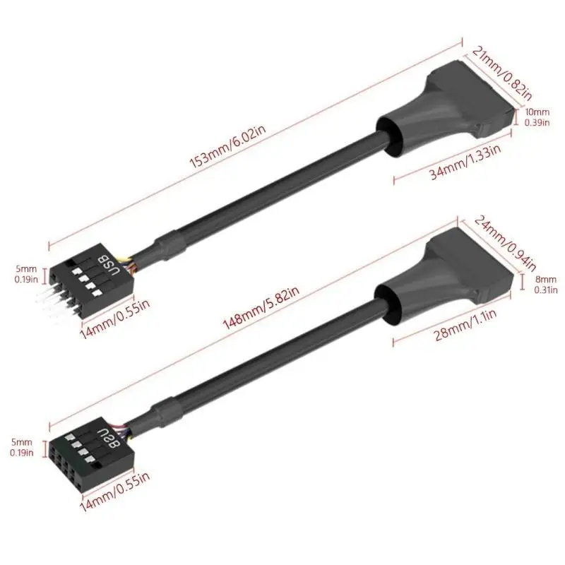 R53C USB to USB 2.0 Motherboards Conversion Cable for PC Case and Legacys Device