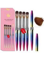 4Pcs Acrylic Nail Brush Set Acrylic Powder Brush Poly Extension Gel Brush Nail Polish Carving Pen For Women Home Solon Diy Nail