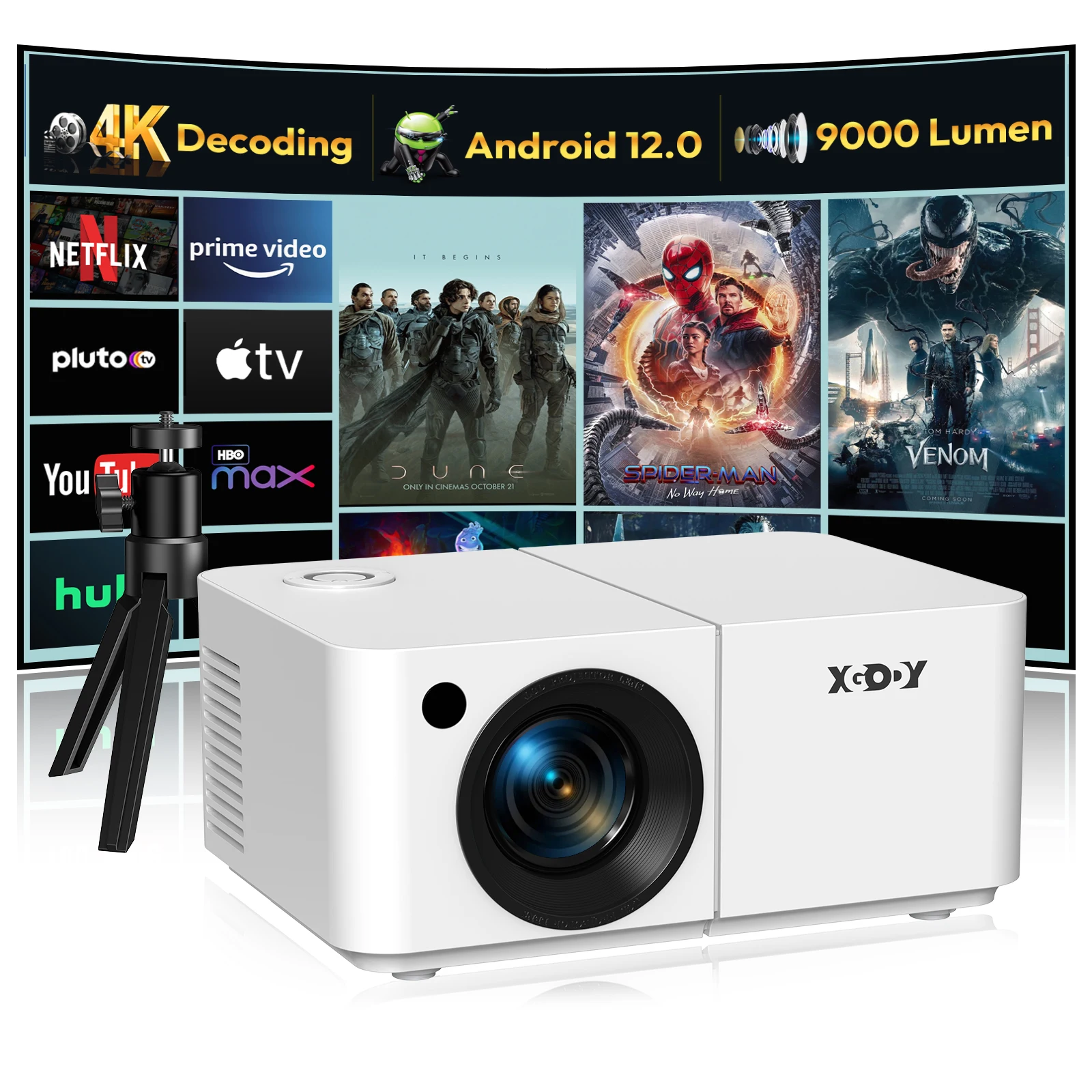 4K 9000LM Projector Portable 5G WiFi Bluetooth Projector HD LED for Phone Video Home