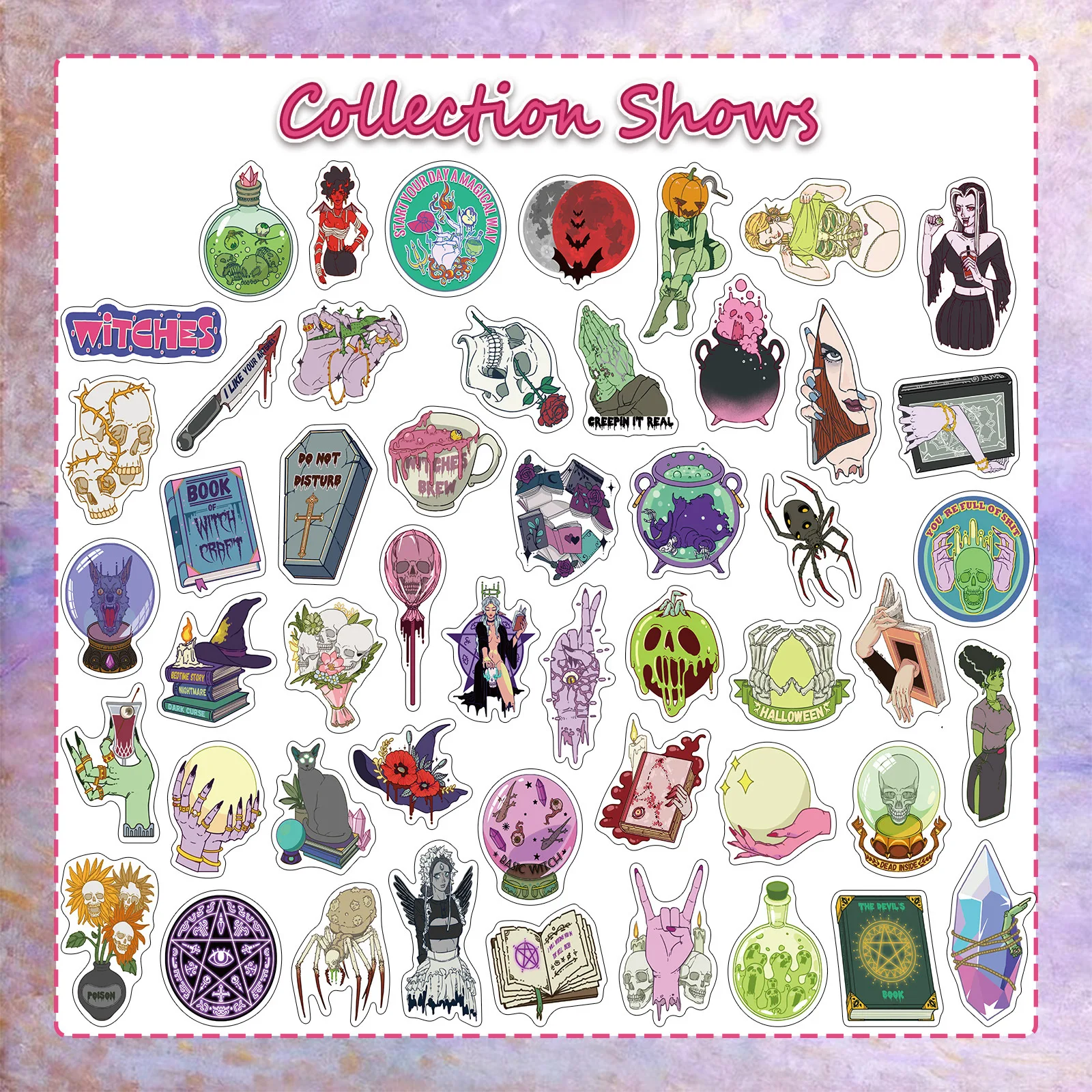 

10/50PCS Thriller Aesthetic Potion Witch Skull Sticker Cartoon Cool Graffiti Decal Kids Toy DIY Skateboard Motorcycle Helmet