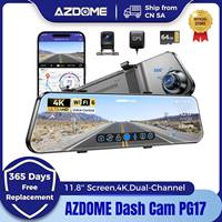 AZDOME PG17 4K Dash Cam 11.8'' Touch Screen RearView Cam Car DVR Dual-Channel GPS Wifi Video Recorder 24H Parking Modes Night Vi