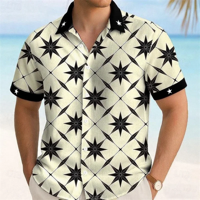 

Hawaiian Men's Shirt Casual Lapel Cardigan Top Summer Beach Vacation Short Sleeve Shirts Fashion Loose T-Shirts y2k Men Clothing