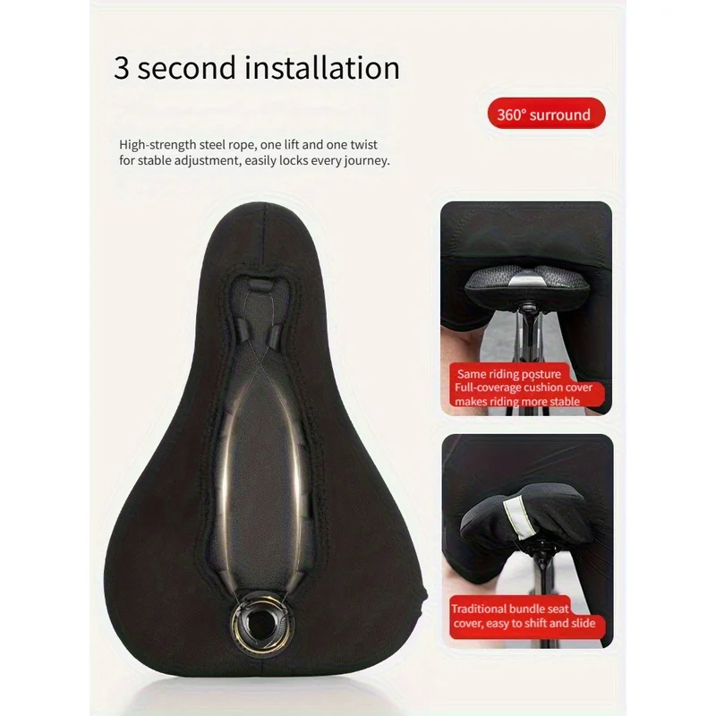 Funda transpirable para asiento de bicicleta, almohadilla de silicona en forma de panal, cojín a prueba de golpes de espuma viscoelástica, instalación rápida, Universal para bicicletas MTB/carreteras