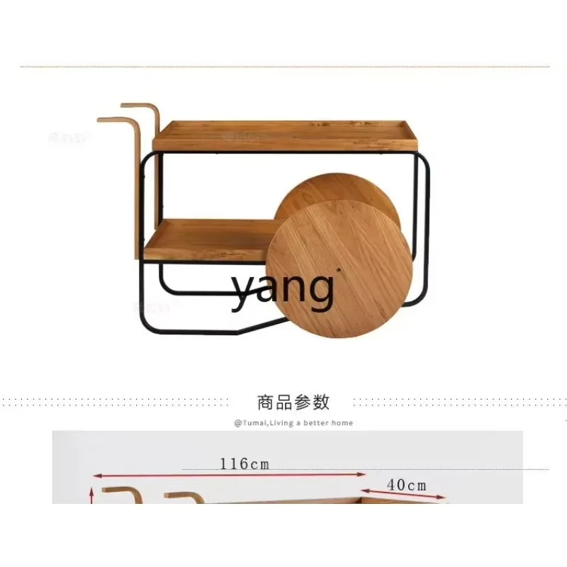 lmm living room porch rack big wheel display cart Chinese simple dining cart 5
