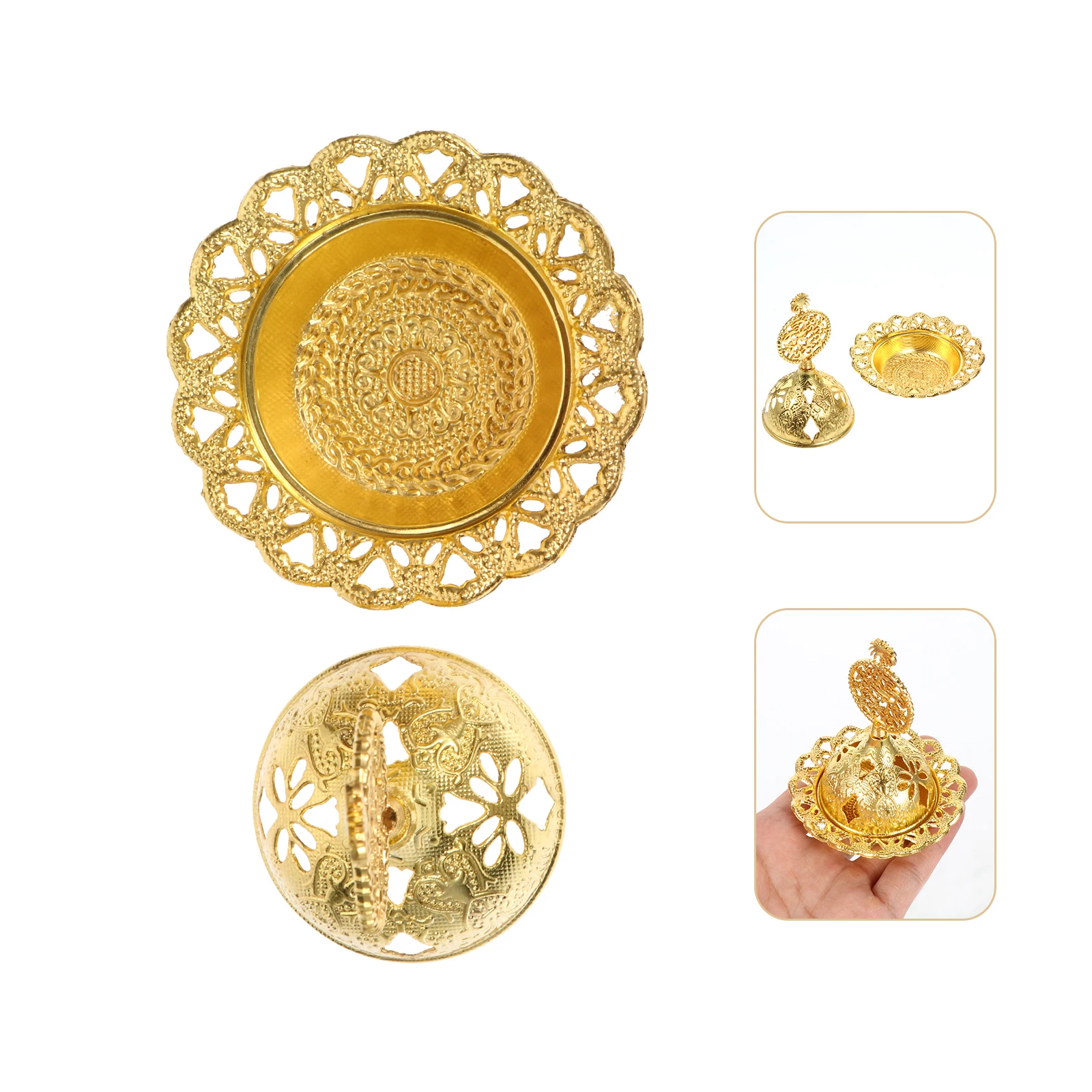 

Mini Tower Incense Burner Aromatherapy Furnace Middle East Style Desktop Censer Alloy Compact Bedroom Office Sauna