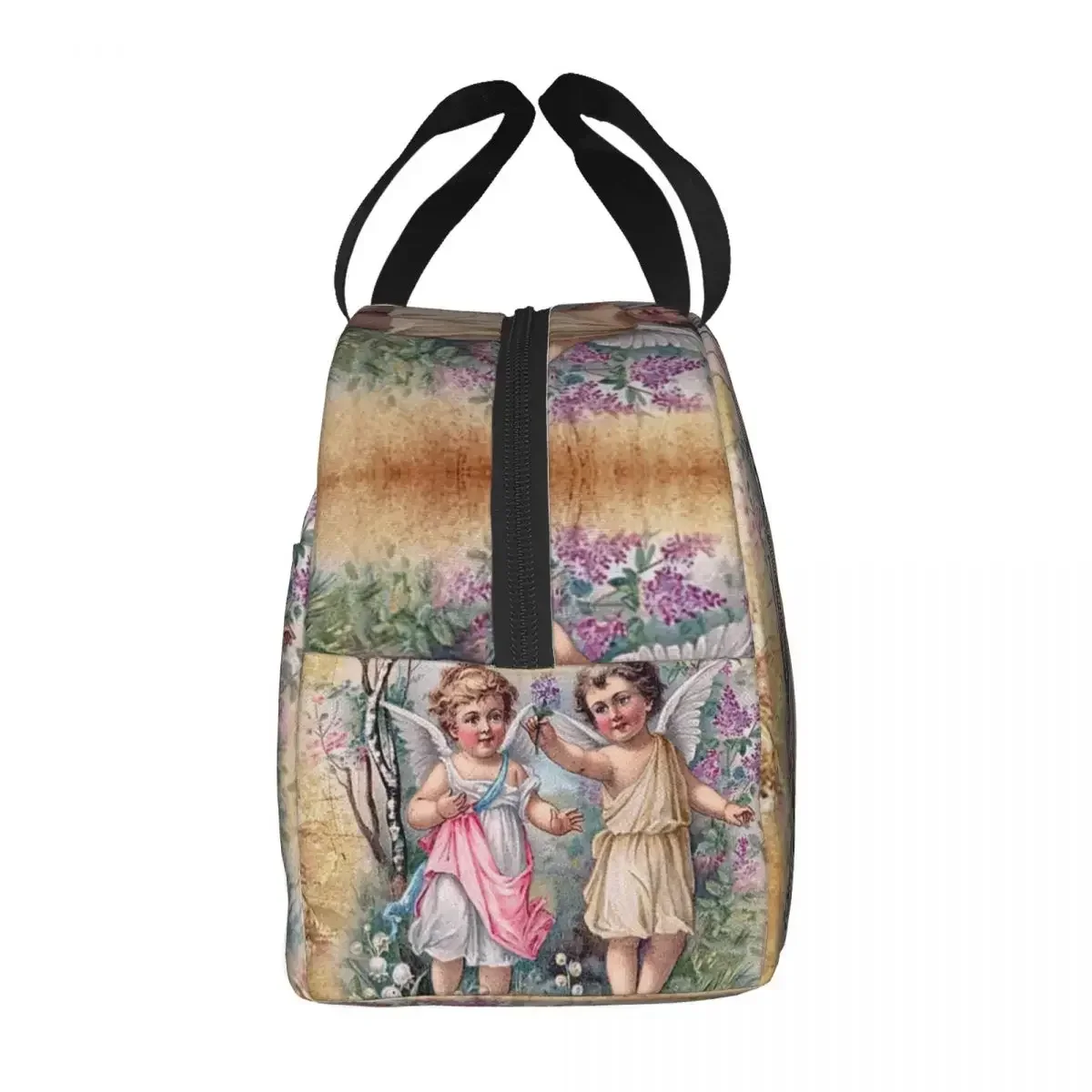 Victorian Angel Vintage Rose Lunch Box Cooler Thermal Food Insulated Lunch Bag School Children Student Portable Picnic Tote Bags