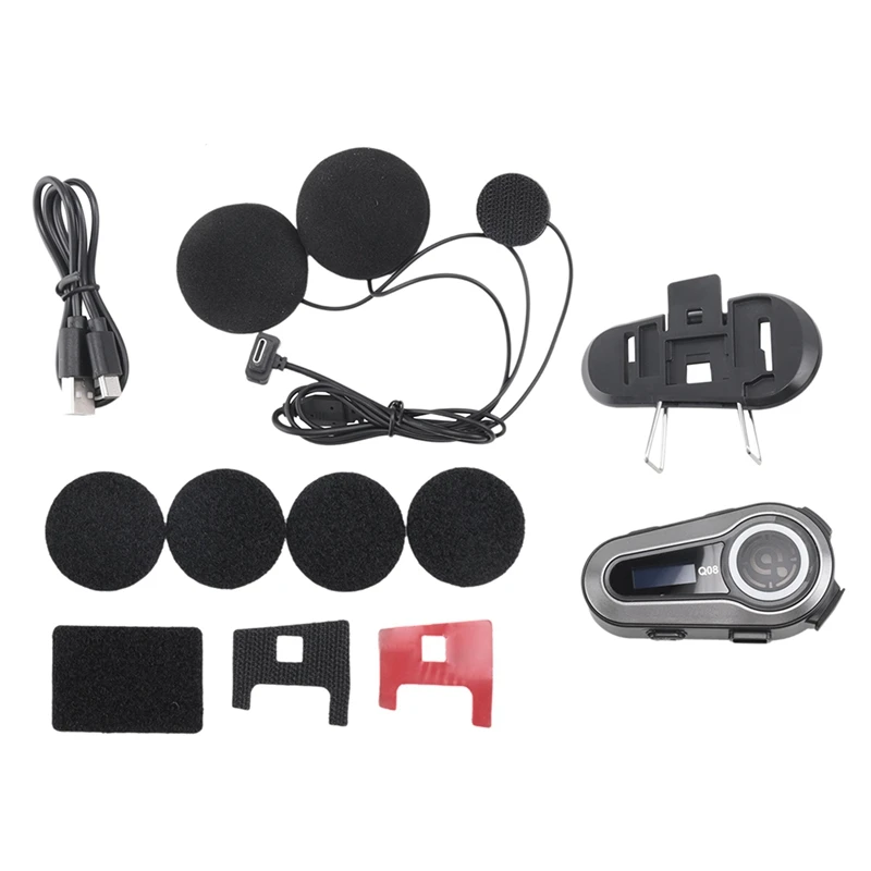 

1Set Motorcycle Helmet Headset FM Radio Bluetooth 5.3 Wireless Waterproof Earphone +LCD Screen
