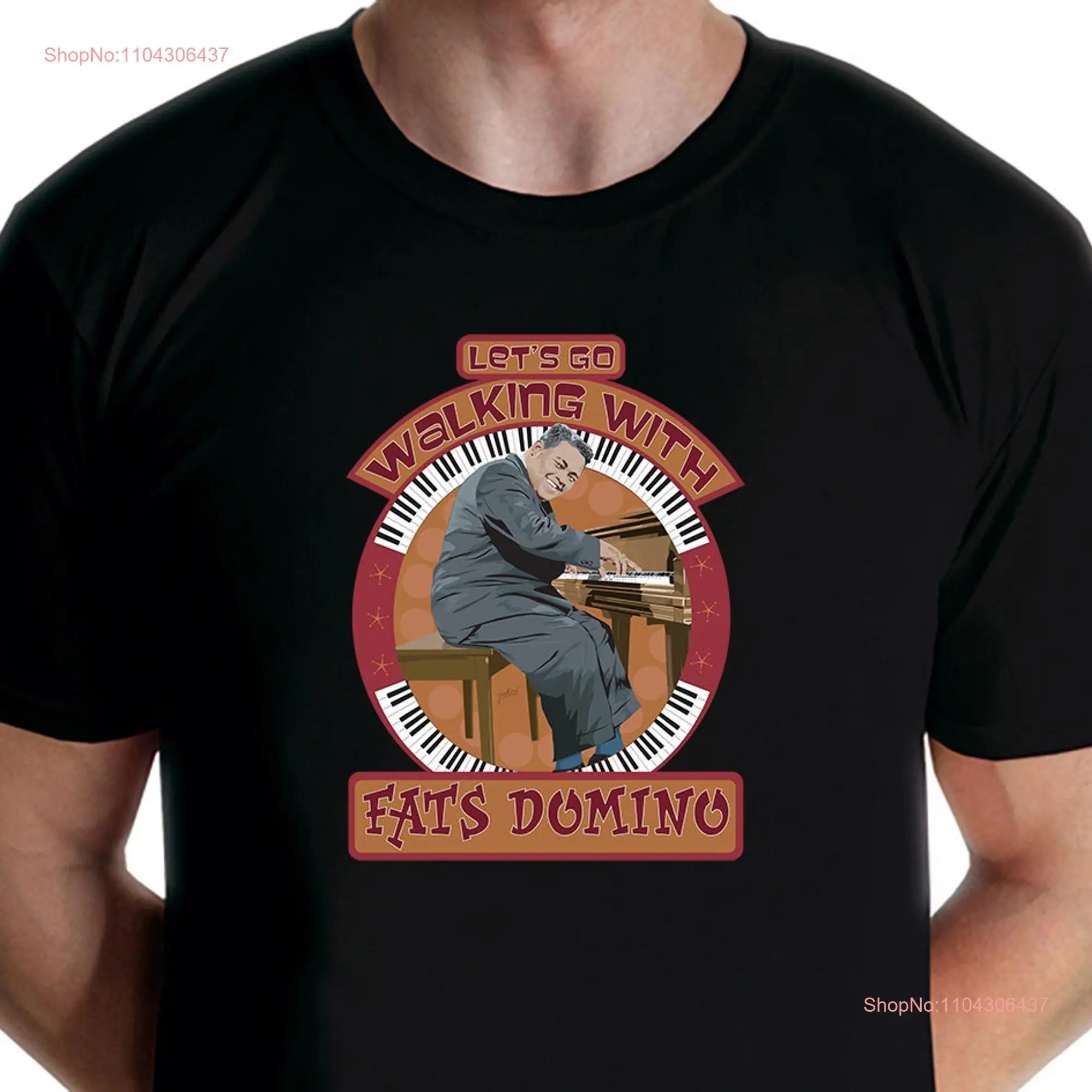 Fats Domino Walking With T shirt Jarod Art long or short sleeves