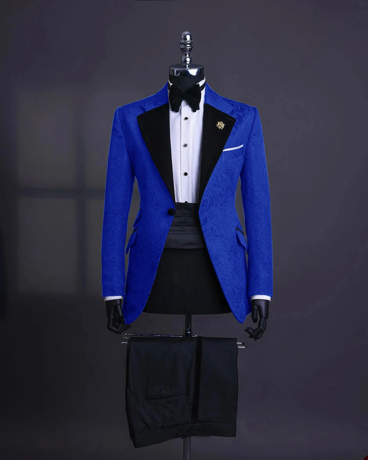 Burgundy Floral Jacquard Prom Party Men Suit For Wedding 2 Piece Slim Fit Groom Tuxedo Male Fashion Costume Jacket +Pants