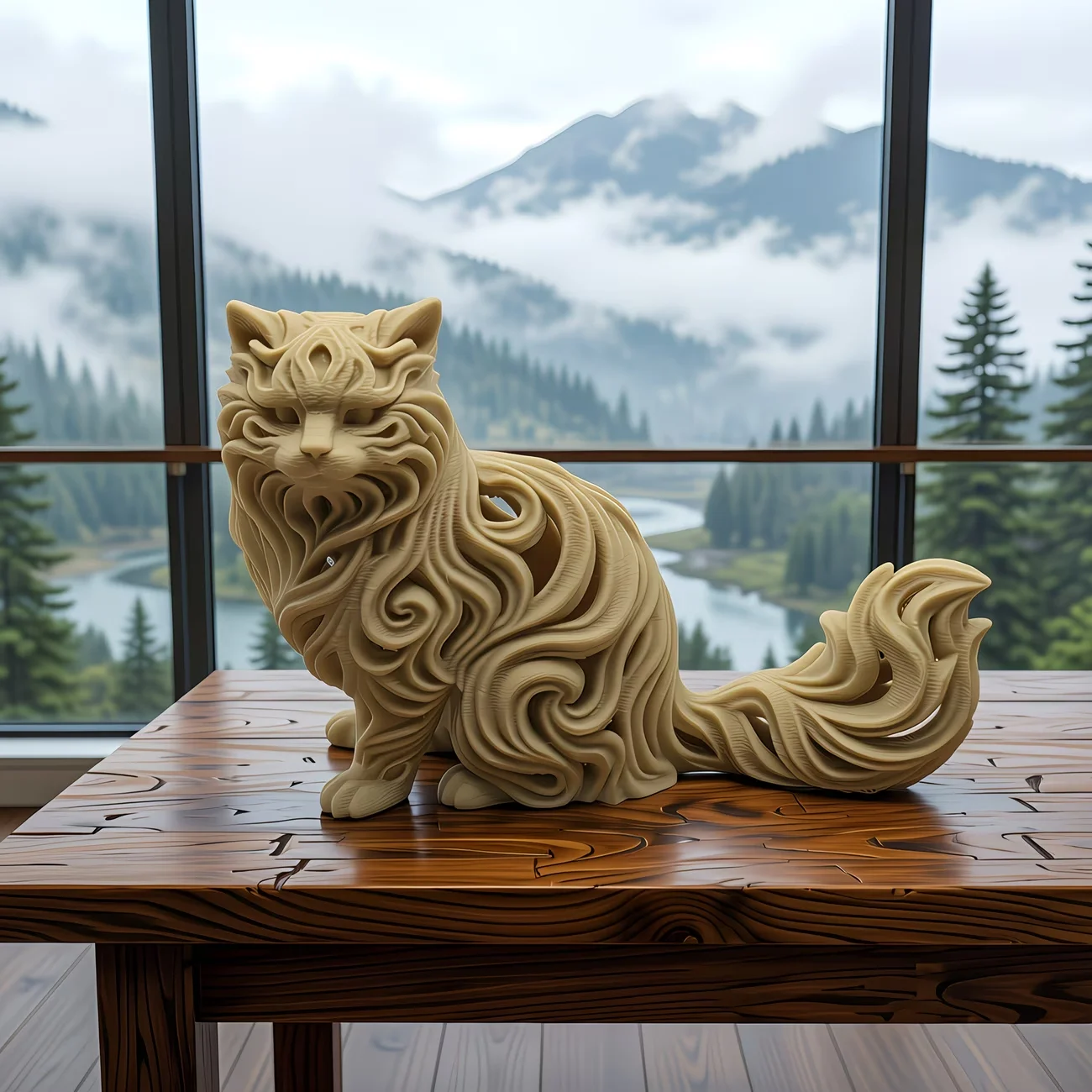 Hollowed-Out Three-Dimensional Persian Cat Elegant Desktop Ornament, Rich Textured Sculpture Decoration