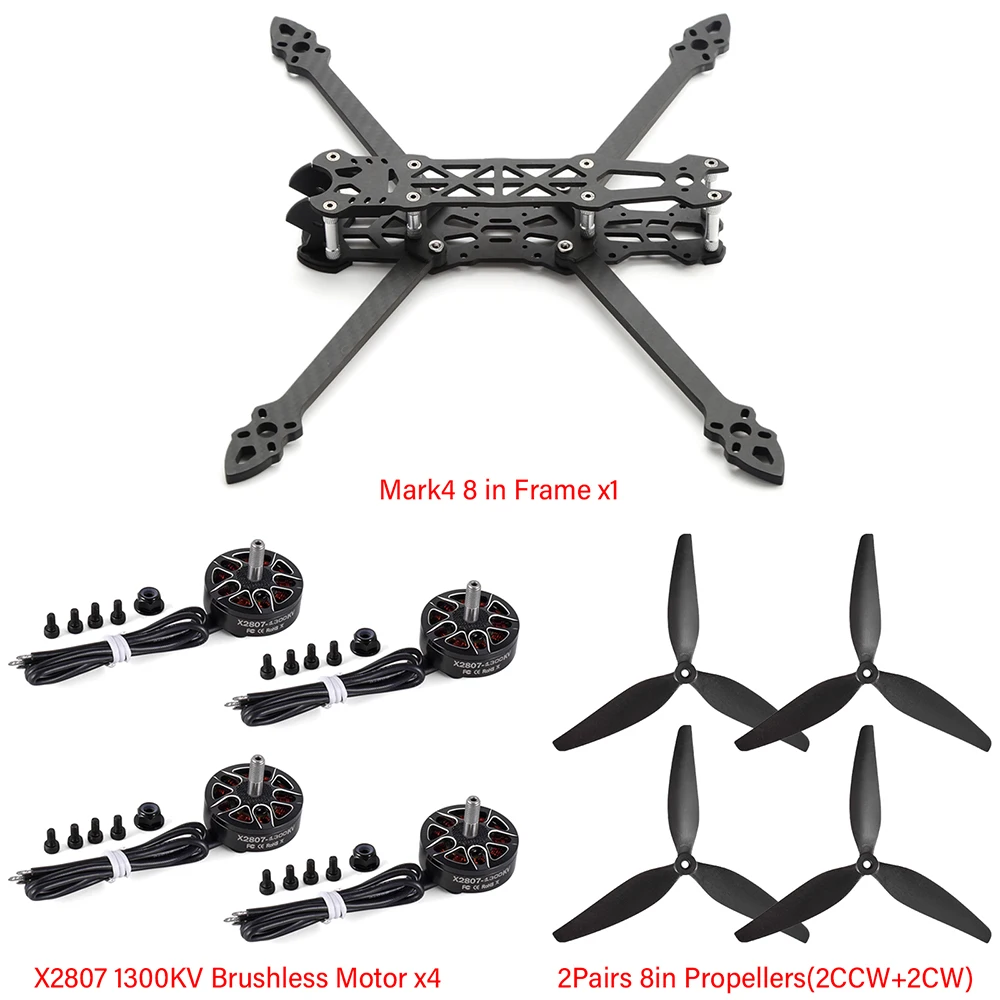 9IMOD Mark4 Frame X2807 1300/1500/1700KV Brushless Motor Propeller for FPV 8" Long Range Drone