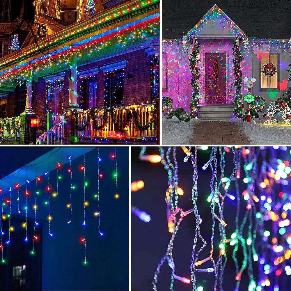 Luci solari per ghiaccioli da esterno 8 modalità di illuminazione per Halloween, Ringraziamento, Natale, vacanze, illuminazione, cortile, grondaia di Natale, decorazioni per esterni