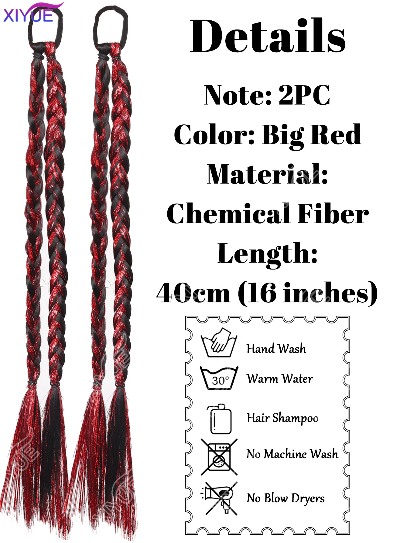 Matte High-temperature Hair Synthetic Fiber Laser Highlights Braided Ponytail Wig Ponytail Fluffy Braided Hair Sweet Cool Girl