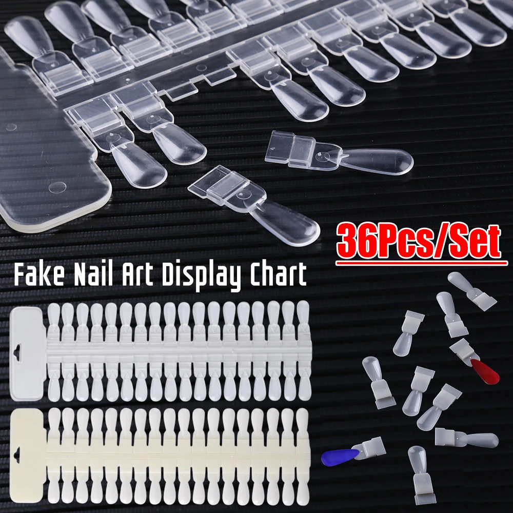 36pcs/set Manicure Practice Display Board Pro Manicure Color Cards Removable Gel Polish False Nail Stickers Useful Nail Art Tool